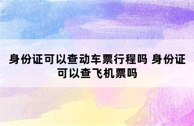 身份证可以查动车票行程吗 身份证可以查飞机票吗